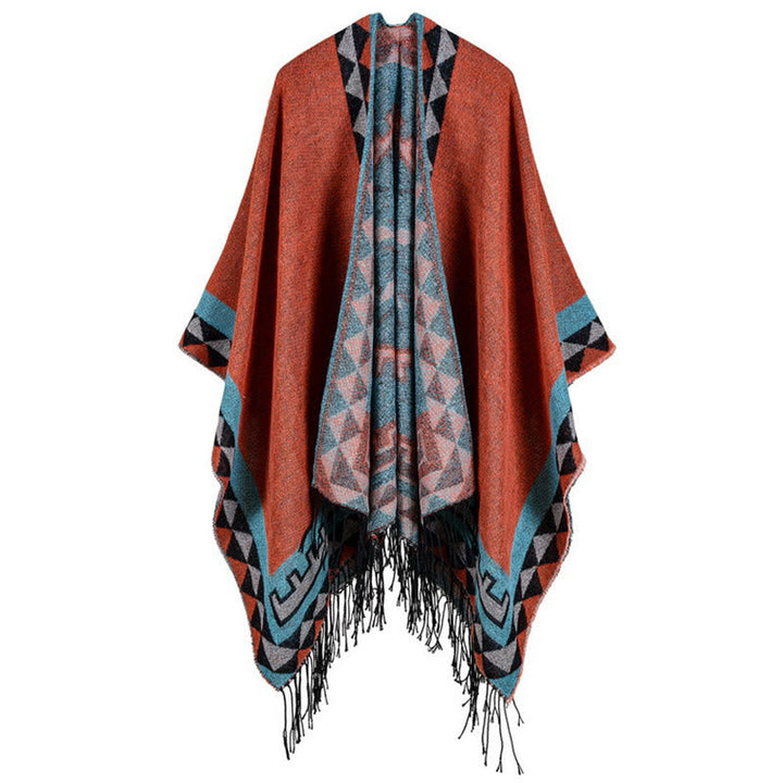 BWOOOH Tibetan Orange Geometric Rhombus Pattern Tassels S