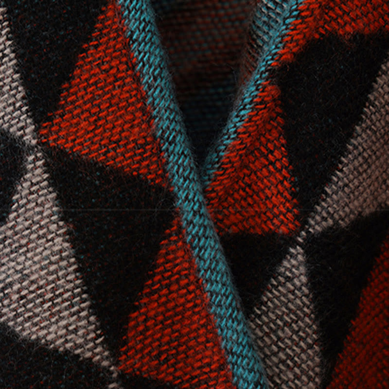 BWOOOH Tibetan Orange Geometric Rhombus Pattern Tassels S