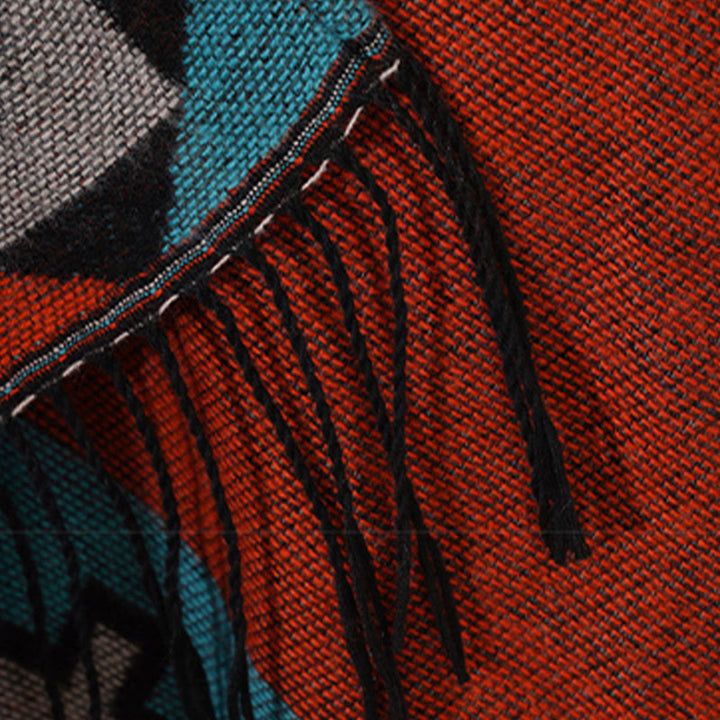 BWOOOH Tibetan Orange Geometric Rhombus Pattern Tassels S