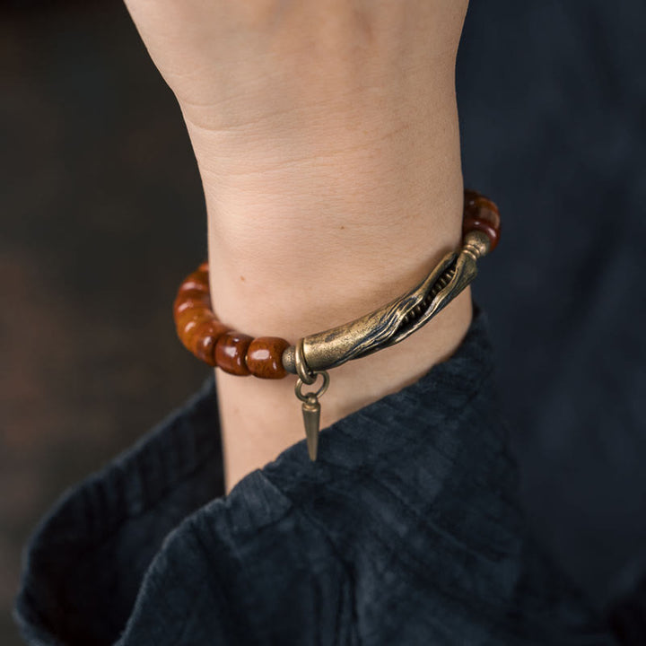 BWOOOH Bone Beads Copper Cone Pendant Strength Bracelet