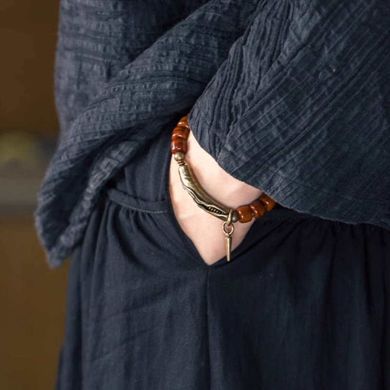 BWOOOH Bone Beads Copper Cone Pendant Strength Bracelet
