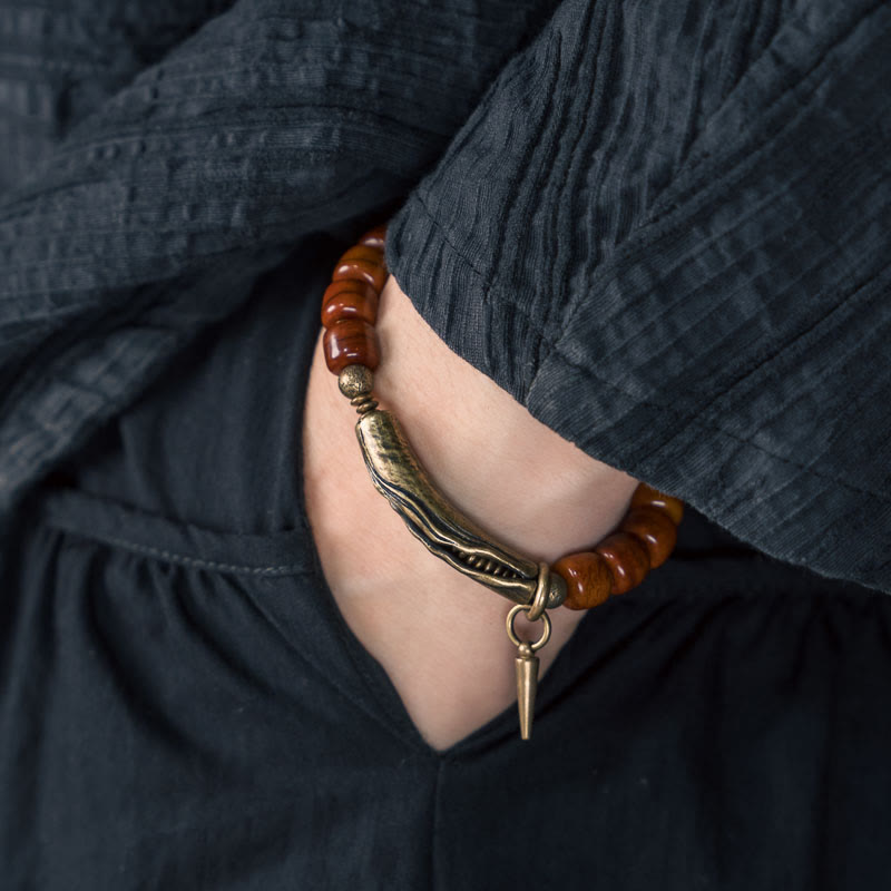 BWOOOH Bone Beads Copper Cone Pendant Strength Bracelet