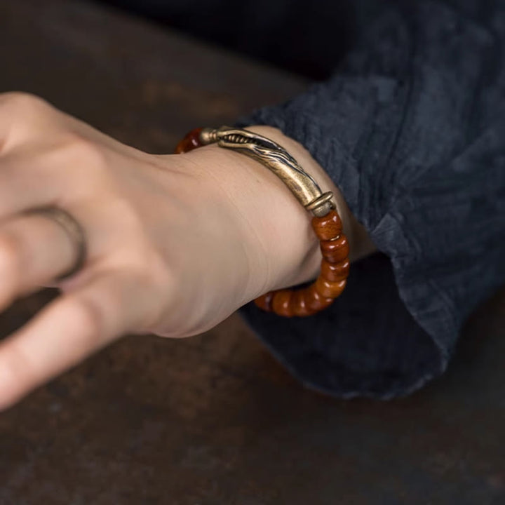 BWOOOH Bone Beads Copper Cone Pendant Strength Bracelet