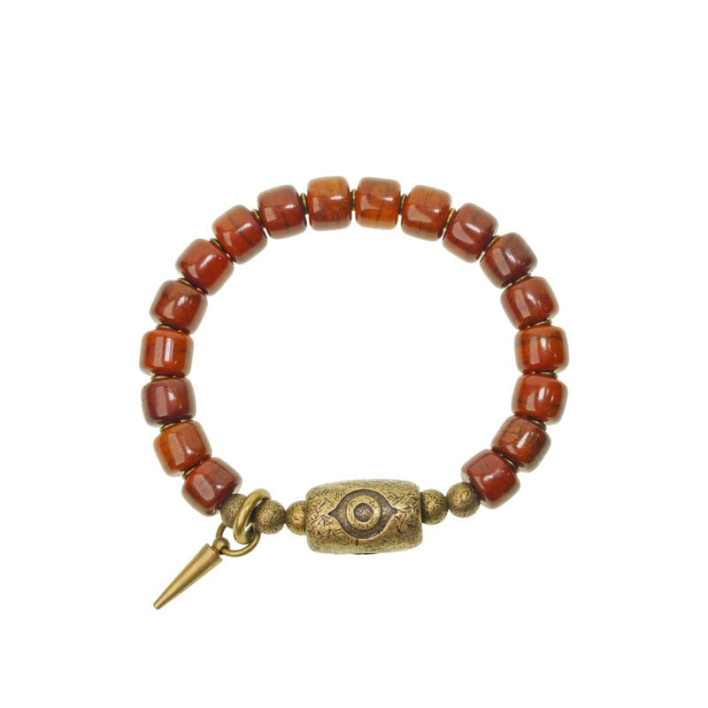 BWOOOH Bone Beads Dzi Shape Copper Cone Pendant Strength Bracelet