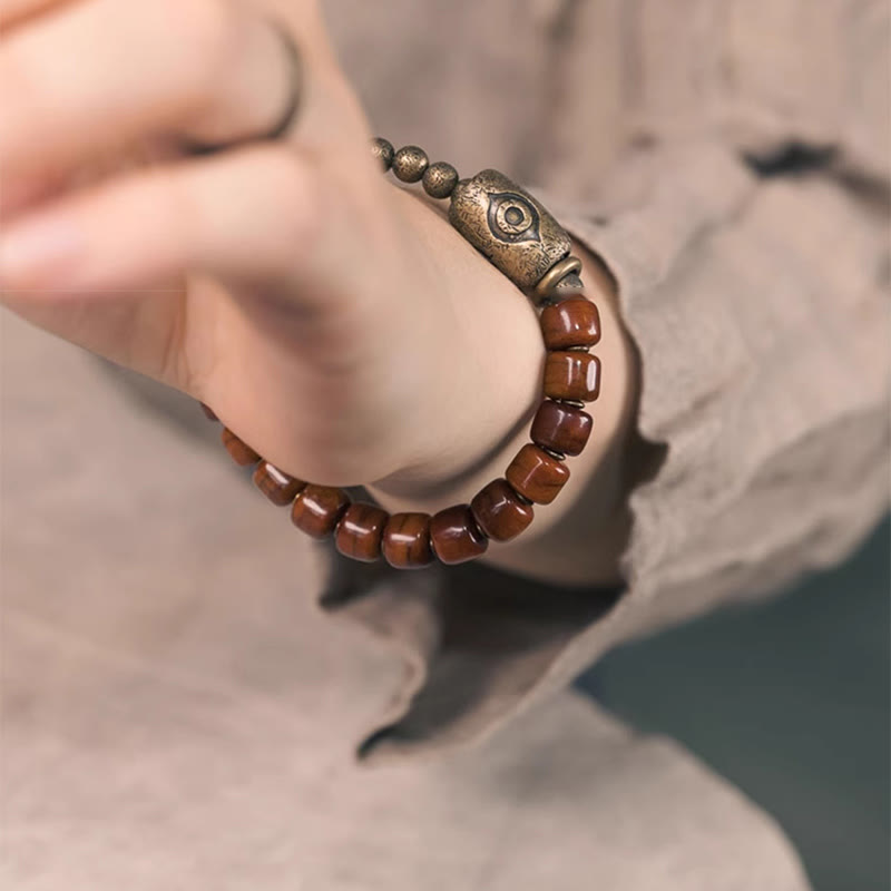 BWOOOH Bone Beads Dzi Shape Copper Cone Pendant Strength Bracelet
