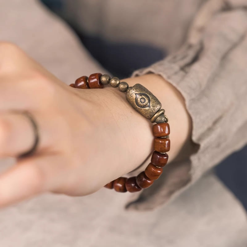 BWOOOH Bone Beads Dzi Shape Copper Cone Pendant Strength Bracelet