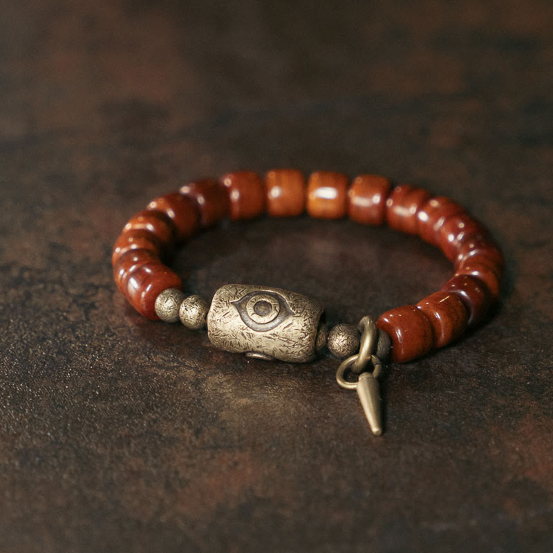 BWOOOH Bone Beads Dzi Shape Copper Cone Pendant Strength Bracelet