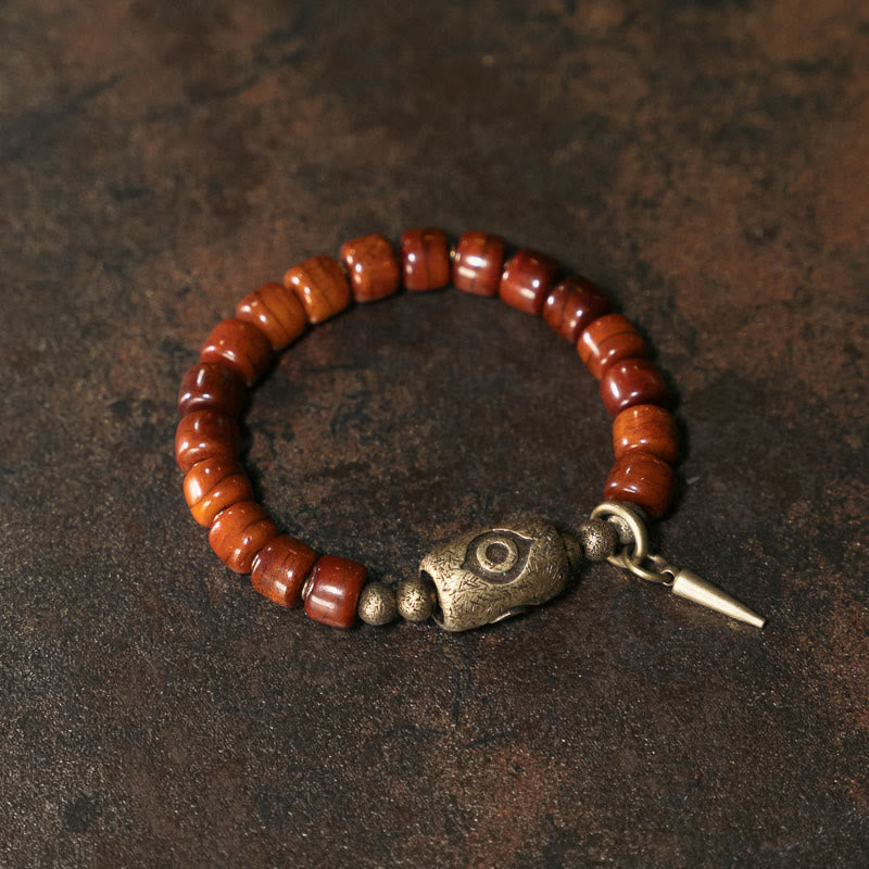 BWOOOH Bone Beads Dzi Shape Copper Cone Pendant Strength Bracelet