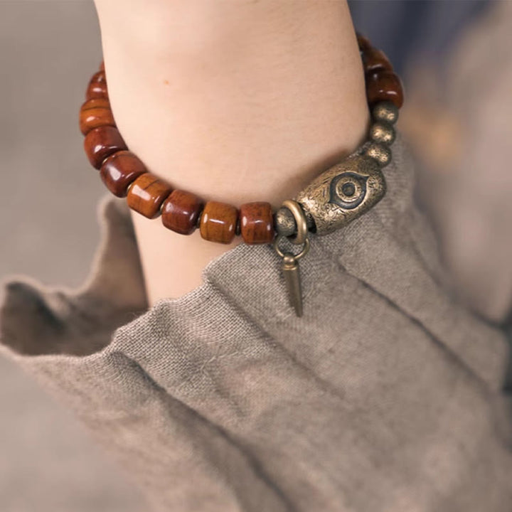 BWOOOH Bone Beads Dzi Shape Copper Cone Pendant Strength Bracelet