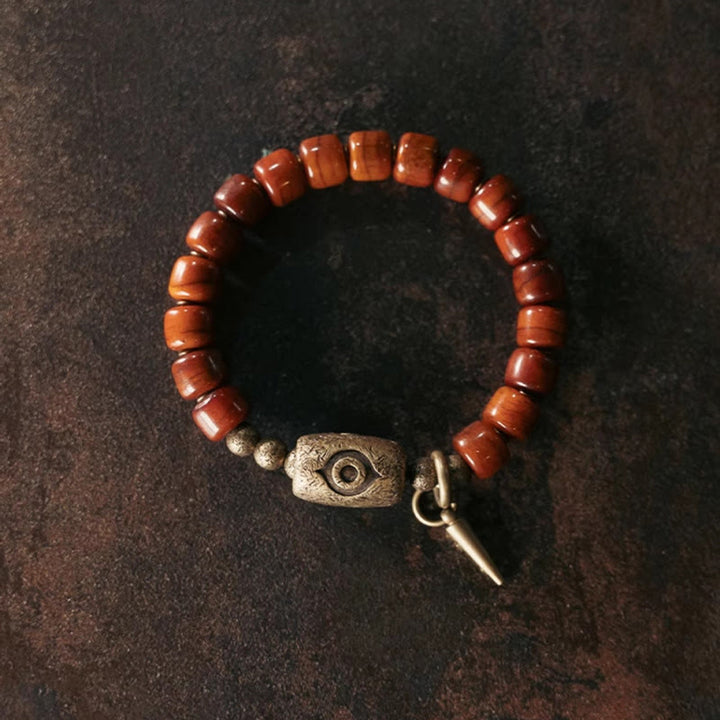 BWOOOH Bone Beads Dzi Shape Copper Cone Pendant Strength Bracelet