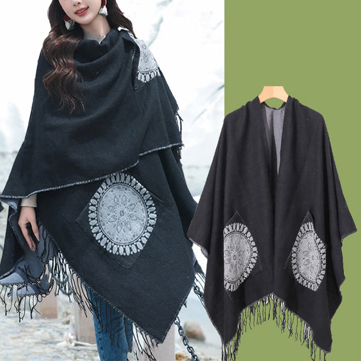 BWOOOH Tibetan Geometric Round Mandala Pattern Tassels Sh