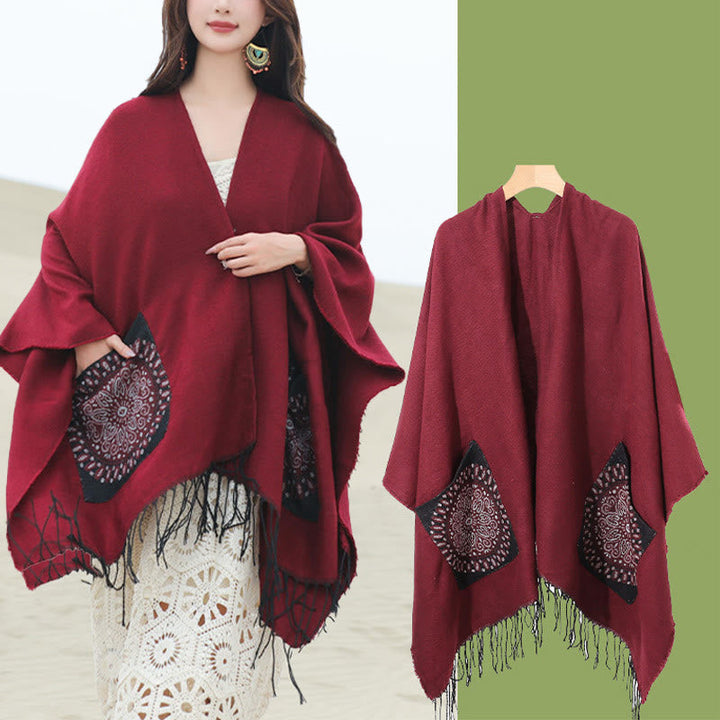 BWOOOH Tibetan Geometric Round Mandala Pattern Tassels Sh