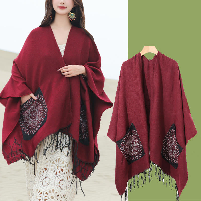 BWOOOH Tibetan Geometric Round Mandala Pattern Tassels Sh