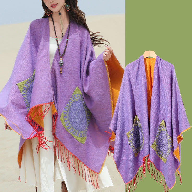 BWOOOH Tibetan Geometric Round Mandala Pattern Tassels Sh