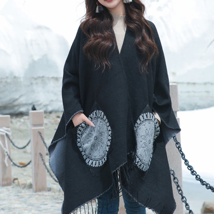 BWOOOH Tibetan Geometric Round Mandala Pattern Tassels Sh