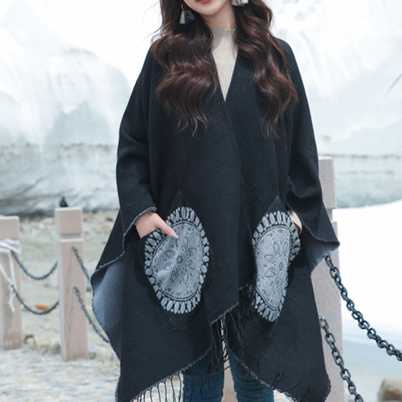 BWOOOH Tibetan Geometric Round Mandala Pattern Tassels Sh