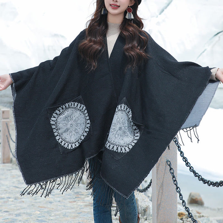 BWOOOH Tibetan Geometric Round Mandala Pattern Tassels Sh