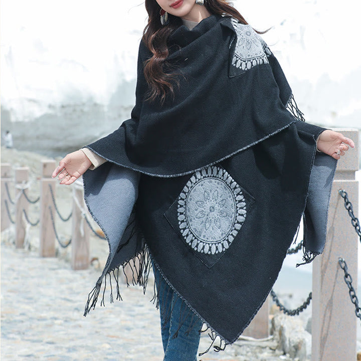 BWOOOH Tibetan Geometric Round Mandala Pattern Tassels Sh