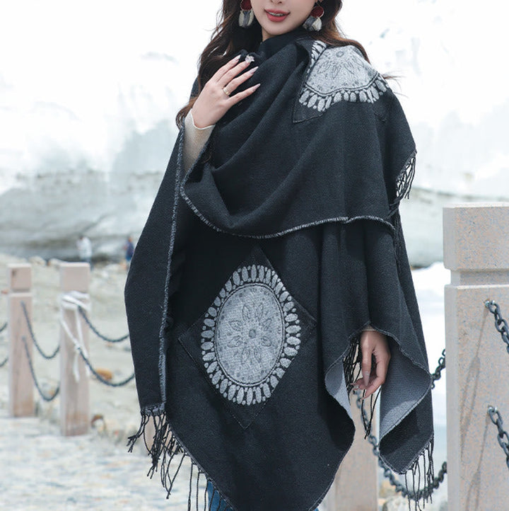 BWOOOH Tibetan Geometric Round Mandala Pattern Tassels Sh