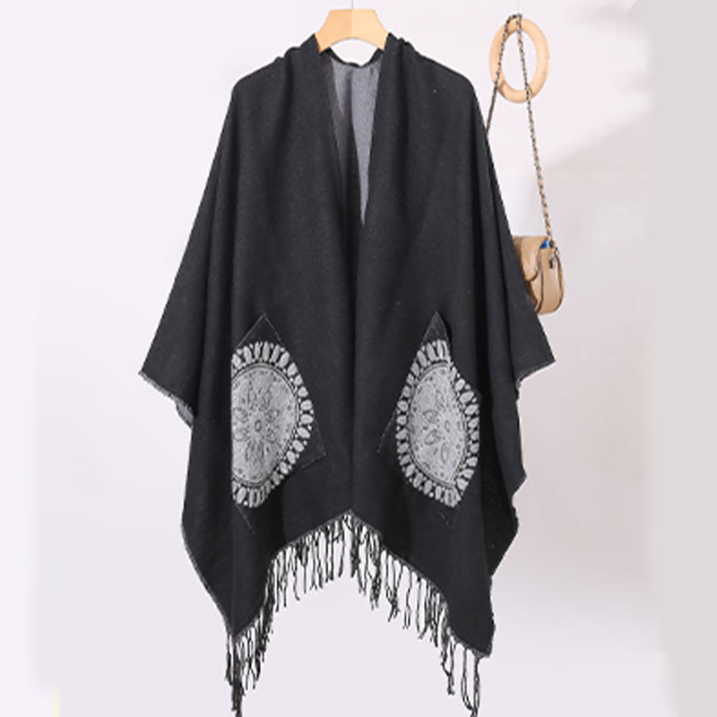 BWOOOH Tibetan Geometric Round Mandala Pattern Tassels Sh