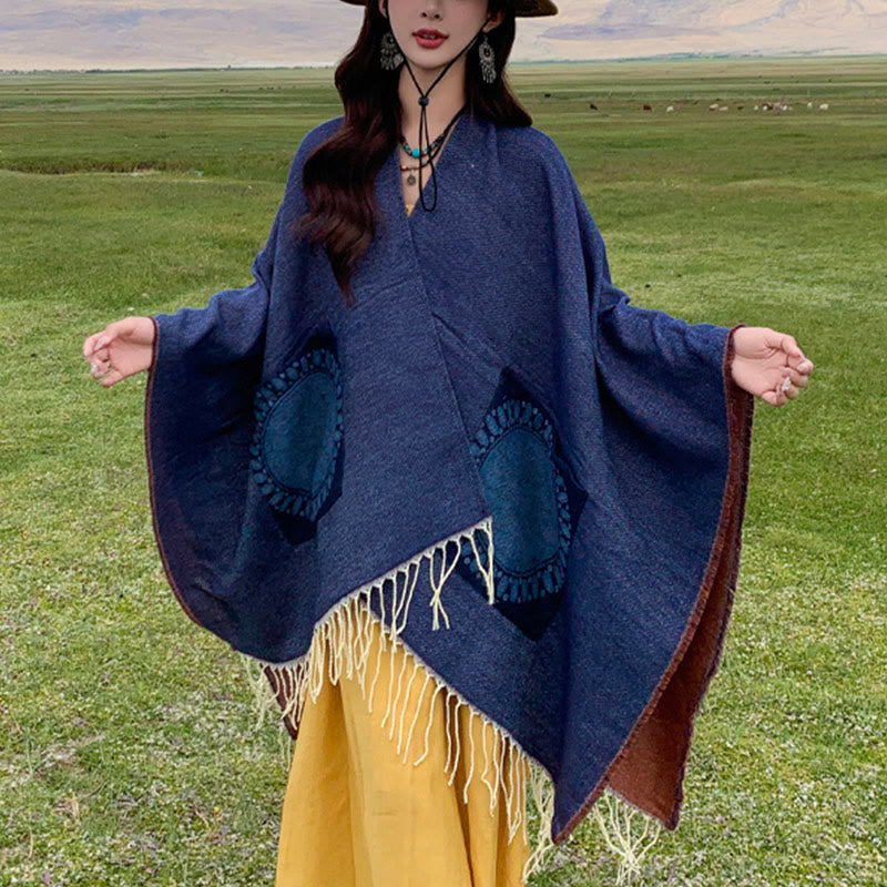 BWOOOH Tibetan Geometric Round Mandala Pattern Tassels Sh