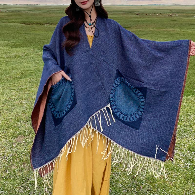 BWOOOH Tibetan Geometric Round Mandala Pattern Tassels Sh