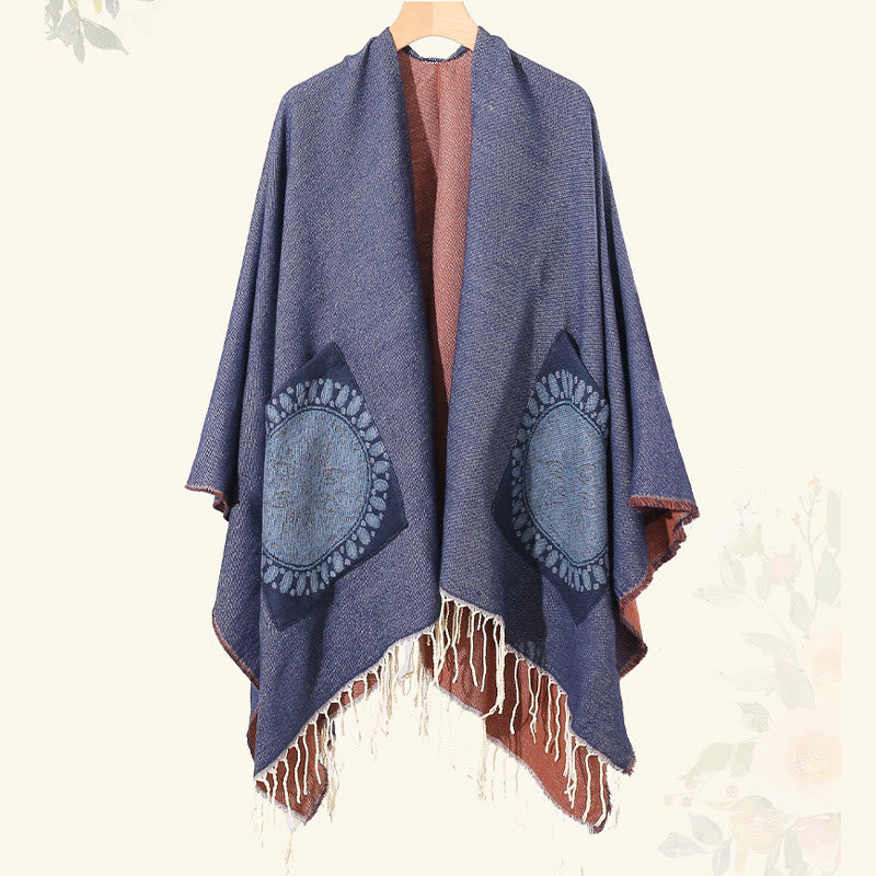 BWOOOH Tibetan Geometric Round Mandala Pattern Tassels Sh