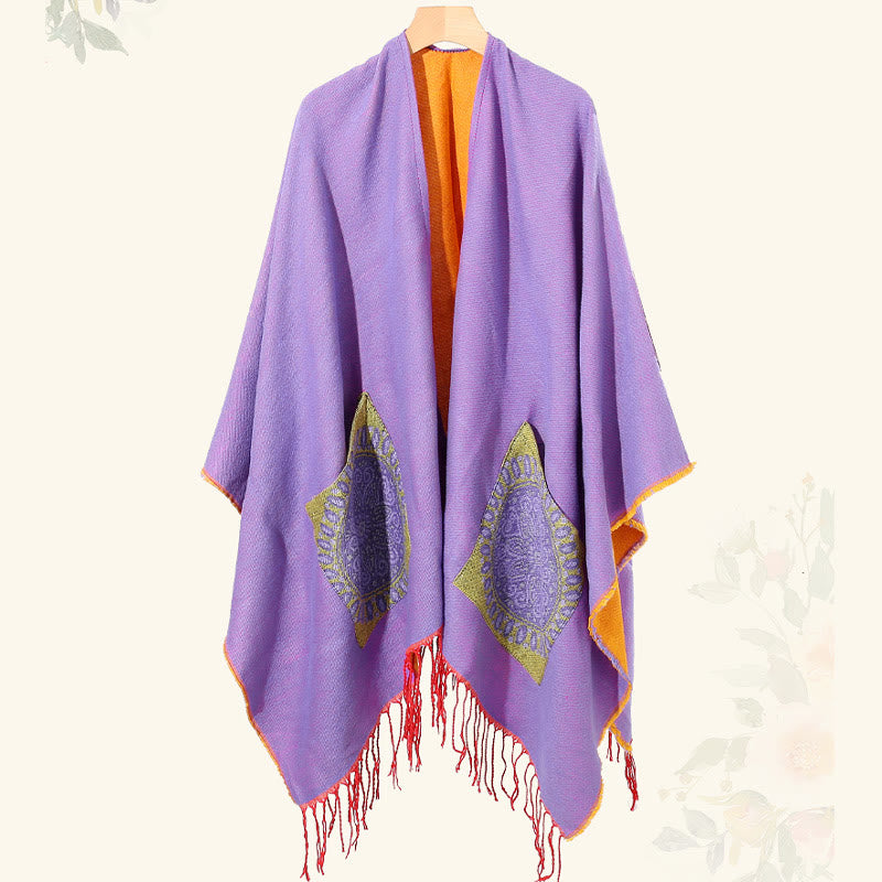 BWOOOH Tibetan Geometric Round Mandala Pattern Tassels Sh