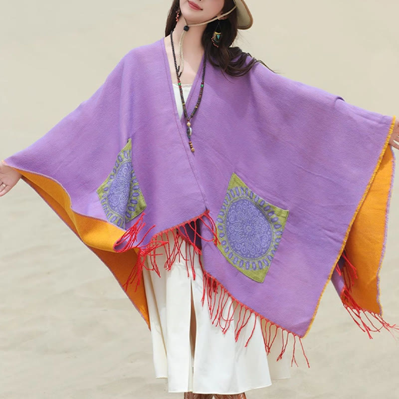 BWOOOH Tibetan Geometric Round Mandala Pattern Tassels Sh
