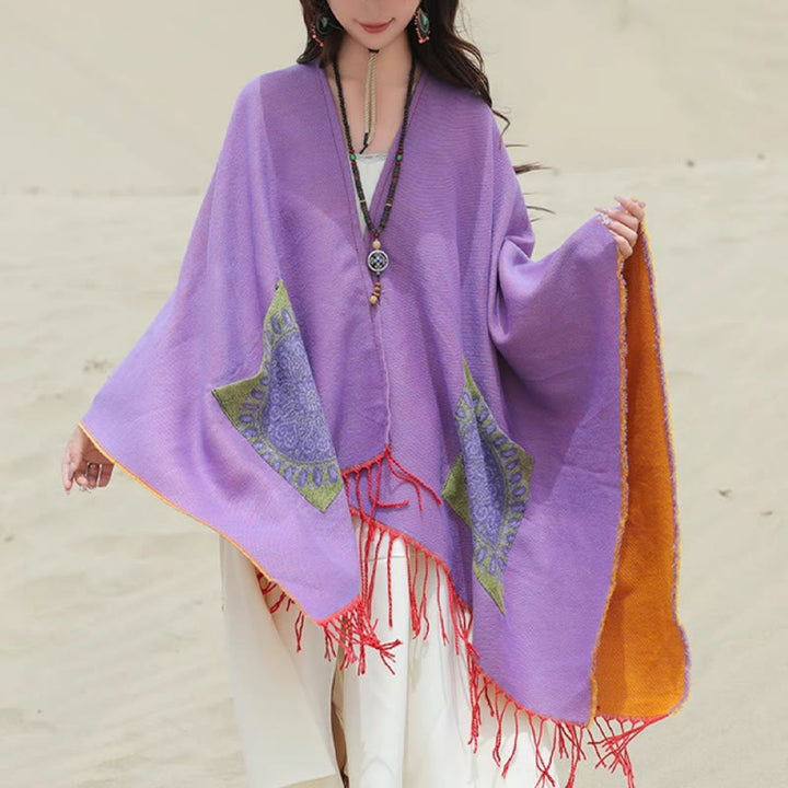 BWOOOH Tibetan Geometric Round Mandala Pattern Tassels Sh