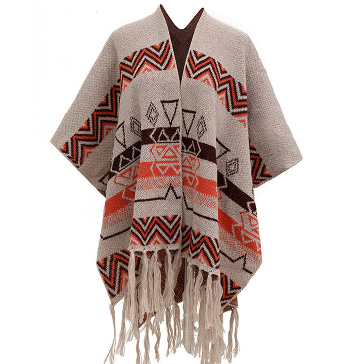 BWOOOH Tibetan Wave Stripe Geometry Tassels Shawl Fall Wi