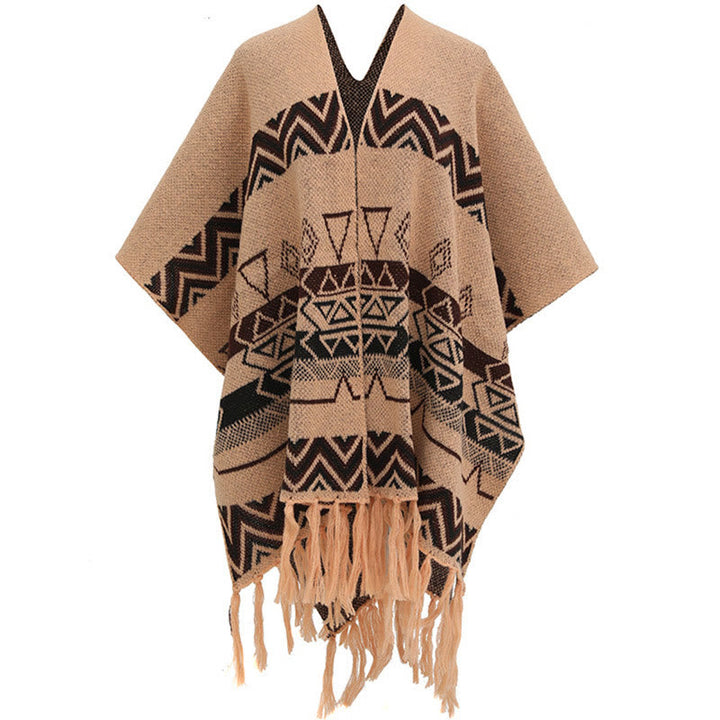 BWOOOH Tibetan Wave Stripe Geometry Tassels Shawl Fall Wi