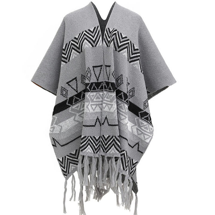 BWOOOH Tibetan Wave Stripe Geometry Tassels Shawl Fall Wi