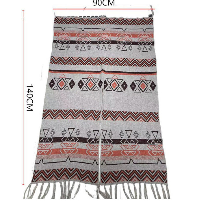 BWOOOH Tibetan Wave Stripe Geometry Tassels Shawl Fall Wi