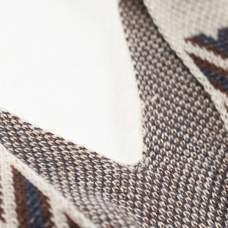 BWOOOH Tibetan Wave Stripe Geometry Tassels Shawl Fall Wi