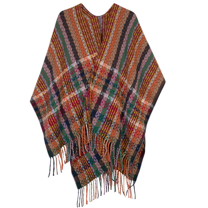 BWOOOH Tibetan Colorful Stripe Geometry Tassels Shawl Fal