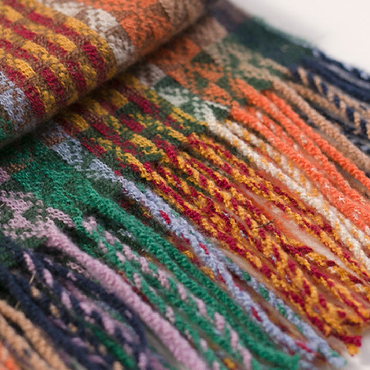 BWOOOH Tibetan Colorful Stripe Geometry Tassels Shawl Fal