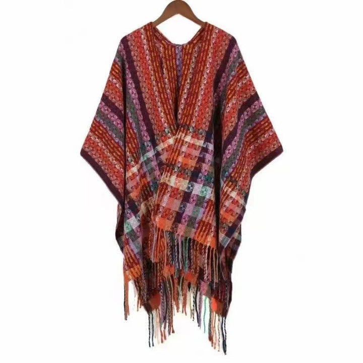 BWOOOH Tibetan Colorful Stripe Geometry Tassels Shawl Fal