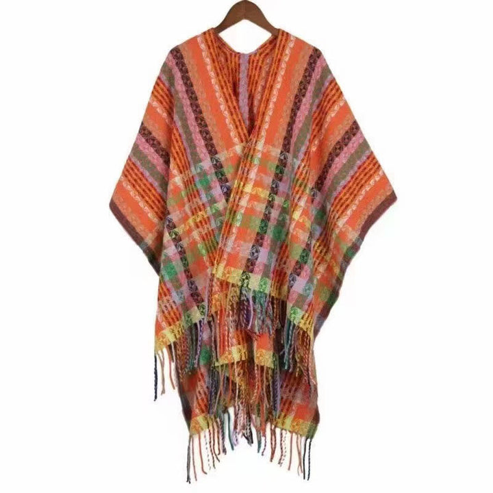 BWOOOH Tibetan Colorful Stripe Geometry Tassels Shawl Fal