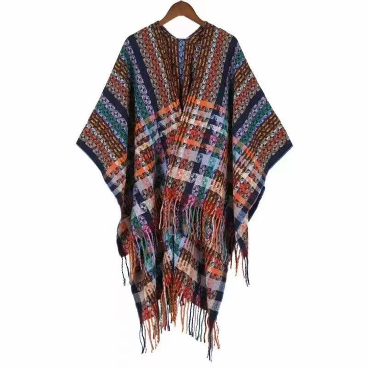 BWOOOH Tibetan Colorful Stripe Geometry Tassels Shawl Fal