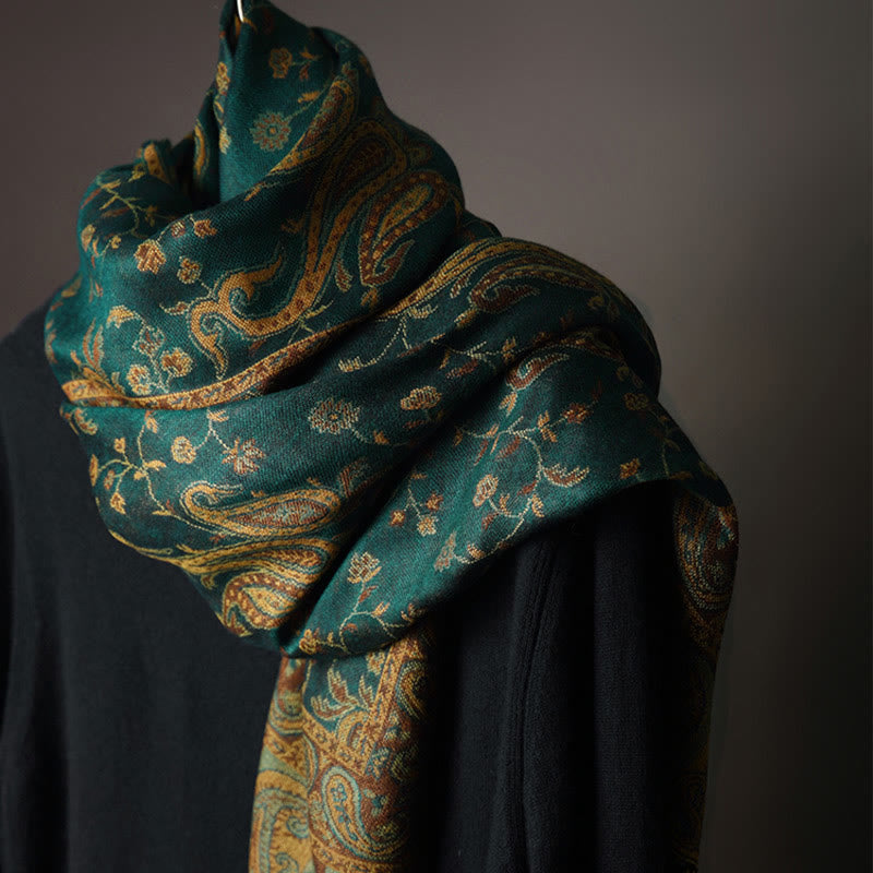 BWOOOH Tibetan Cashew Flower Vine Print Tassels Shawl Fal