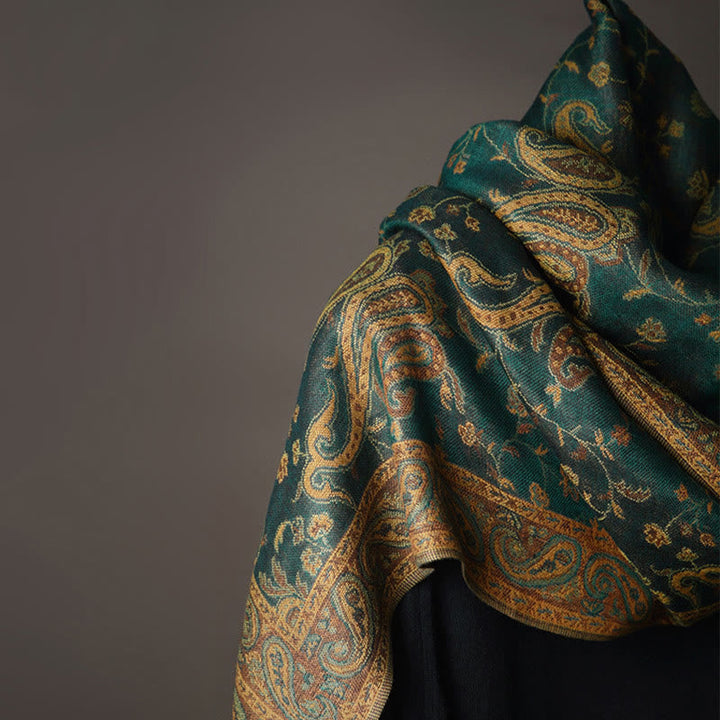 BWOOOH Tibetan Cashew Flower Vine Print Tassels Shawl Fal