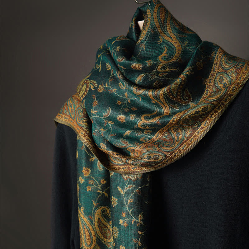 BWOOOH Tibetan Cashew Flower Vine Print Tassels Shawl Fal