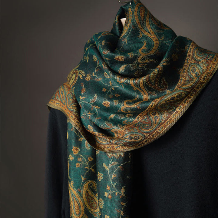 BWOOOH Tibetan Cashew Flower Vine Print Tassels Shawl Fal
