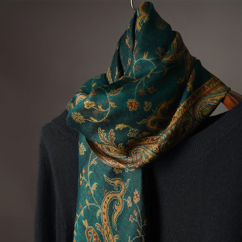 BWOOOH Tibetan Cashew Flower Vine Print Tassels Shawl Fal