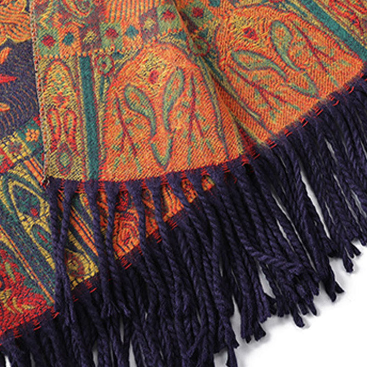 BWOOOH Tibetan Cashew Peony Flowers Vine Tassels Shawl Fa