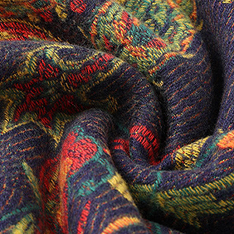 BWOOOH Tibetan Cashew Peony Flowers Vine Tassels Shawl Fa