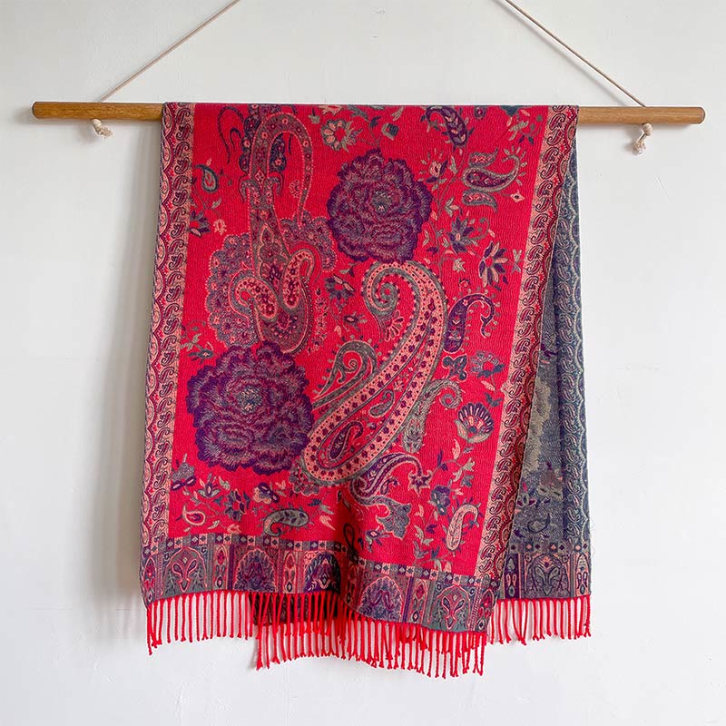 BWOOOH Tibetan Cashew Peony Flowers Vine Tassels Shawl Fa