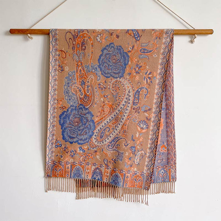 BWOOOH Tibetan Cashew Peony Flowers Vine Tassels Shawl Fa