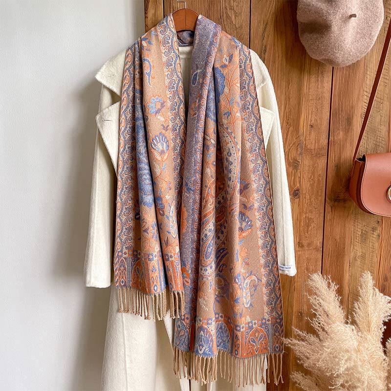 BWOOOH Tibetan Cashew Peony Flowers Vine Tassels Shawl Fa